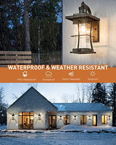 Eeru Motion Sensor Outdoor Wall Light Dusk To Dawn Exterior Light Fixtures Waterproof Outdoor Sconce Black Porch Light Wall Mount Outside Lantern Light For House Front Door Garage #TOP6