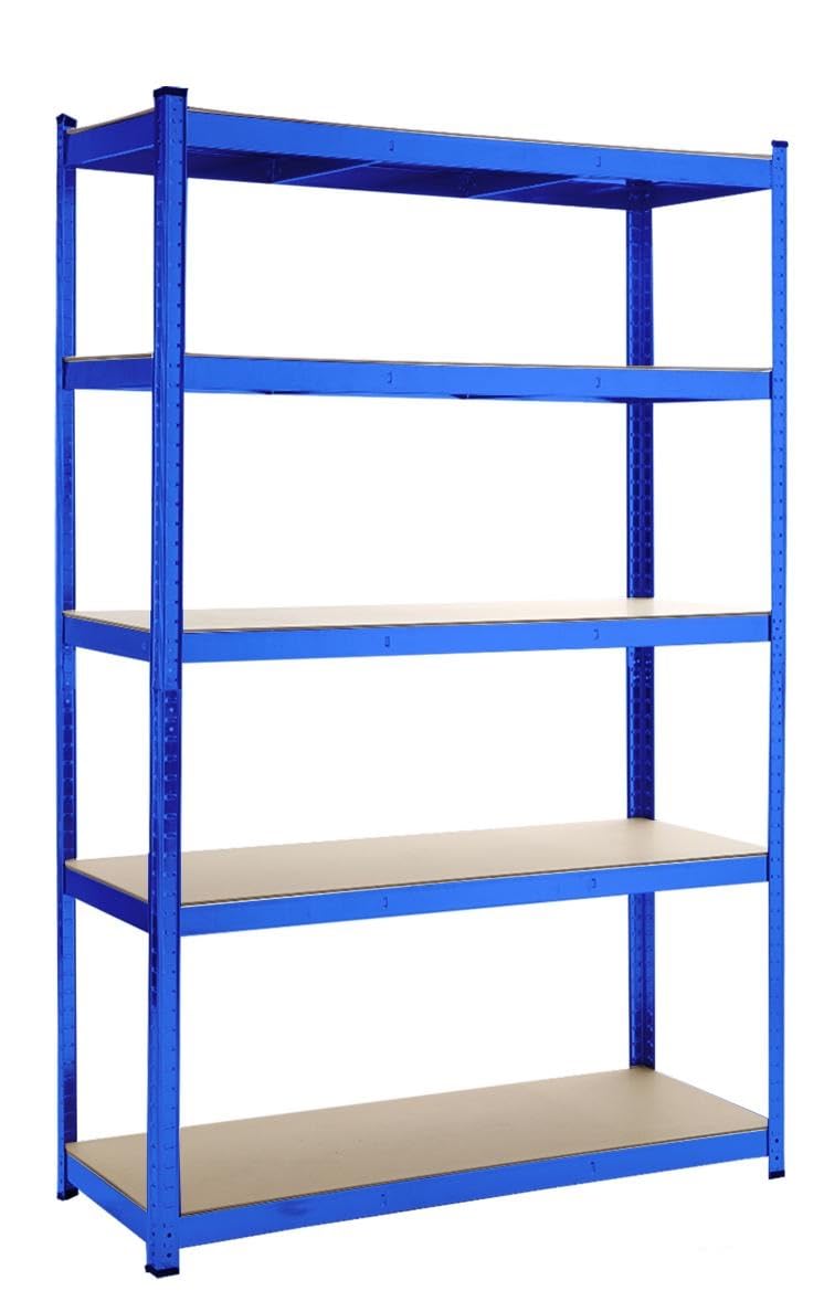 Panana 5 Tier Storage Rack Shelves Shelf Unit 180x100CM 175 kg Per Shelf Heavy Duty Metal Industrial Shelves Storage Rack Shed (180x100x40cm Blue)