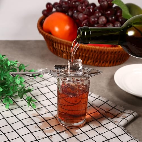 Tableware, Stainless Steel 304 Absinthe Spoon Sugar Cube Colander Unique Design Cocktail Bar Glass Cup Drinking Spoons Net Classic Silver Absinthe and Filter Wormwood (Retro sampagne spoon)