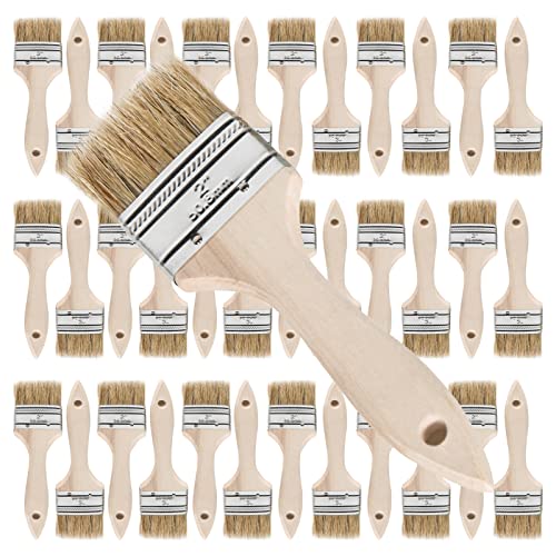 ETERNA 36Pack Chip Paint Brush 2inch Natural Bristles Wooden Handle Flat Brushes Set for Painting, Glue, Oil, Acrylic, Stain