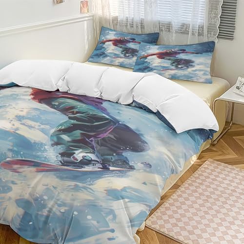 Housse de couette snowboard 200x200 parure lit douce pour enfants - 5