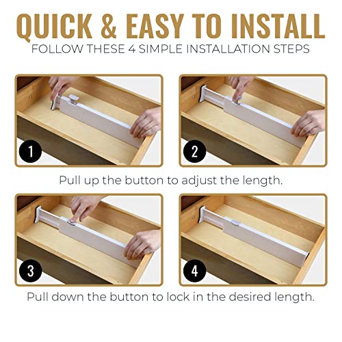 RAPTUROUS Adjustable Deep Drawer Divider – 5" Tall, Expandable 13-22", 5-Pack, Non-Slip Drawer Dividers for Clothes, Dresser, Kitchen & Office Organization (White) - Image 6