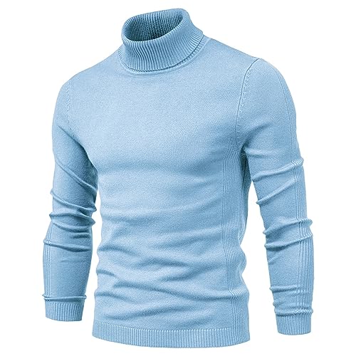 Wankang Men's Pullover Sweaters Slim Fit Mock Turtleneck Pullover Sweater Casual Basic Knitted Thermal Sweaters for Men