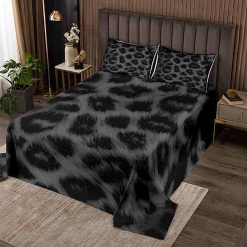 Erosebridal Leopard Print Bedspread Set Safari African Cheetah Printed Quilt Set,Kids Boys Girls Black Modern Luxury Animal Skin Fur Quilted Coverlet Twin,Soft Ultra,Wild Animals Bedding Set