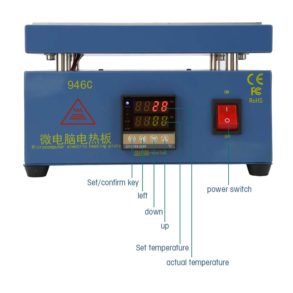 Estación de precalentamiento de placa de calentamiento eléctrico LCD digital, pantalla táctil LCD de calentamiento de teléfono móvil, adecuada para PCB, pantalla de teléfono móvil, pantalla LED, etc.