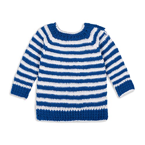 Image of Handmade Knitted Crochet Sweater Pyjama with Cap & Shoes for Boys & Girls for Wedding Birthday Party Photography Baby Showers New Born 0-24 Months (Blue)