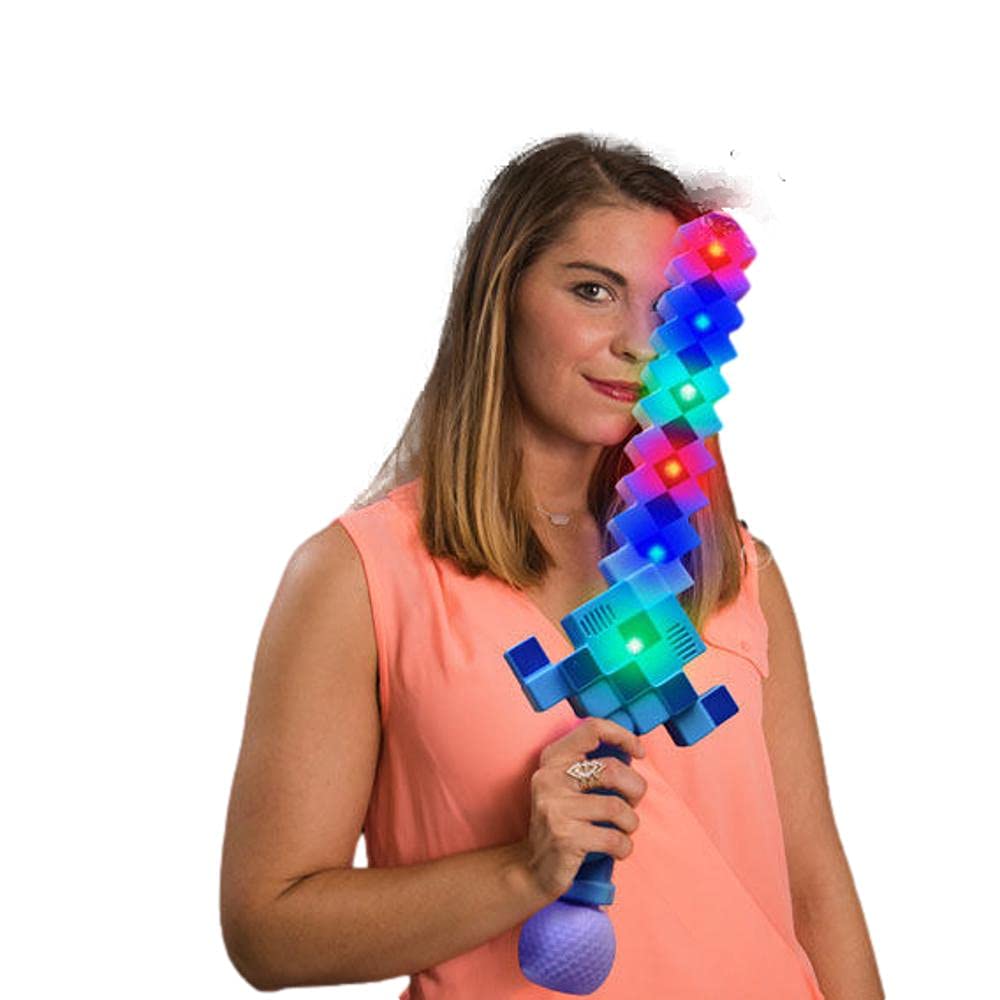 LED 3D Pixelated Diamond Bubble Sword with Sound Assorted
