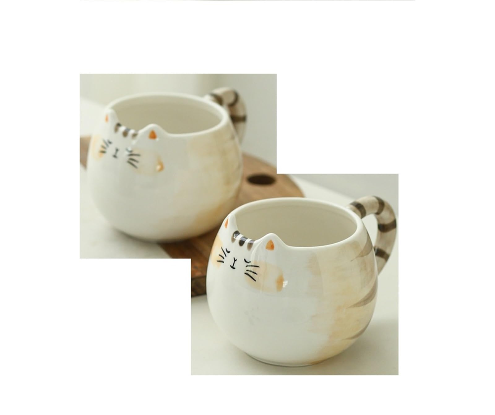 Taza de cerámica bonita, taza con forma de gato, tazas de leche, café y agua de 380ml/13oz, 2 uds. Para Boda