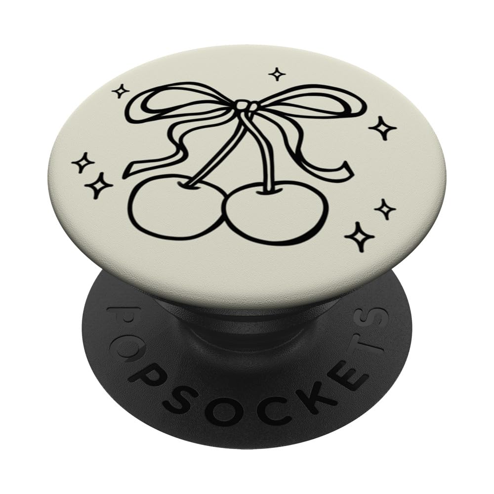 Cottagecore Coquette Cherry with a Bow PopSockets Adhesive PopGrip