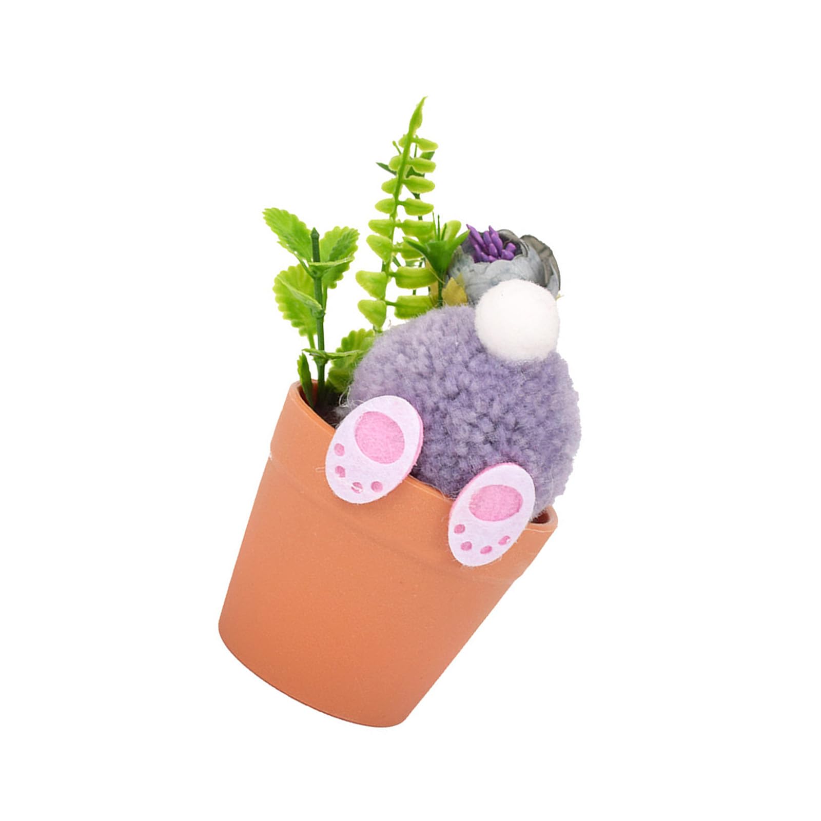 Elnwnnkc Bunnies Figurine Desk Ornament Artificial Potted Plant with Rabbits Miniature for Indoor and Outdoor Decoration Desk Decorations