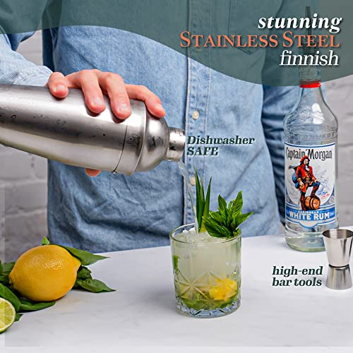 Mixology Bartender Kit Cocktail Shaker Set By Barillio: Drink Mixer Set With Bar Tools, Bamboo Stand Cocktail Mixer Liquor Pourers Mojito Muddler Mixing Spoon Jigger Recipes Booklet #TOP3