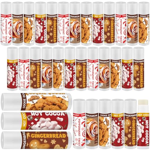 25pcs Christmas Lip Balm Bulk, Candy Cane Xmas Party Favors, Sweet