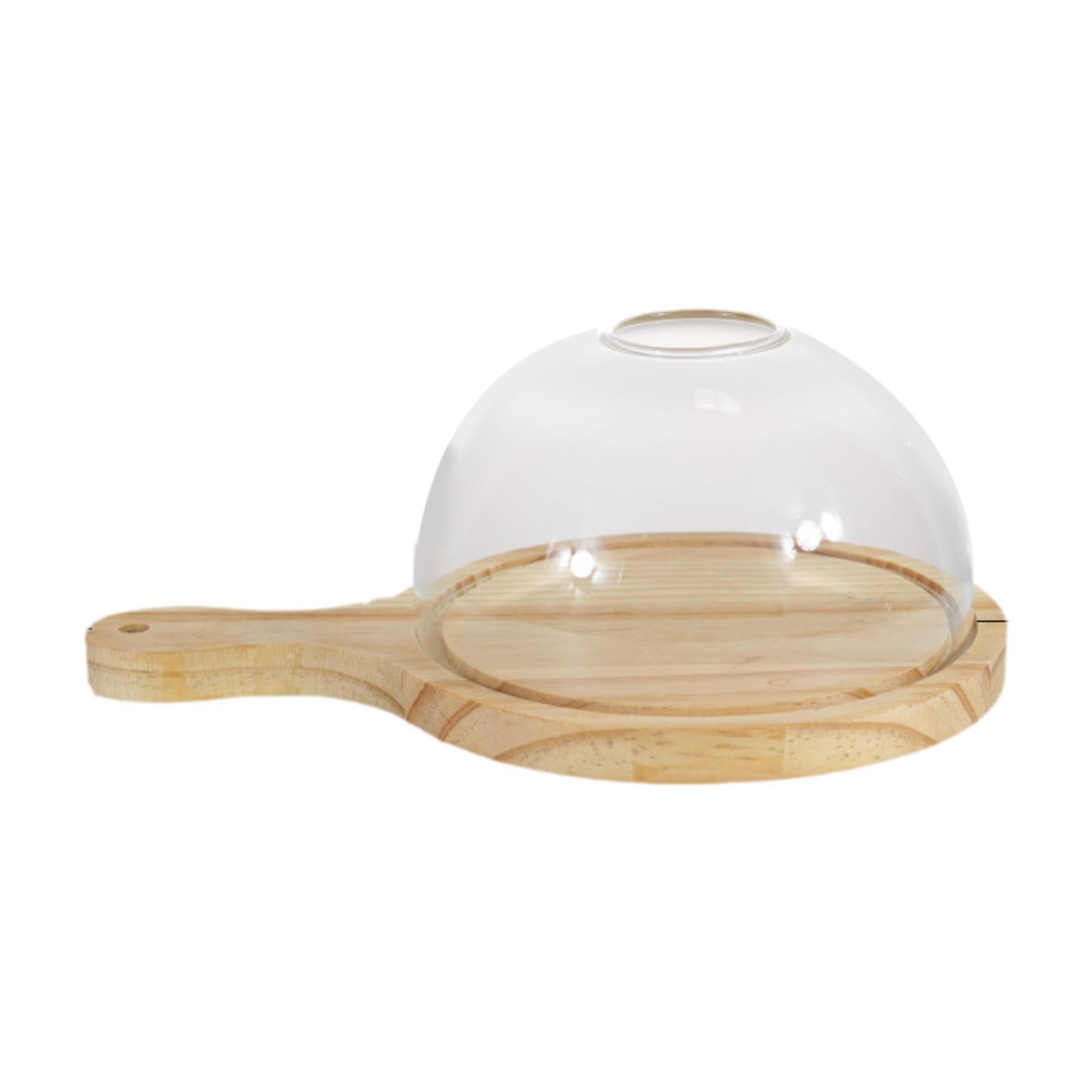 CALANDIS ing Dome Accessory with Wooden Tray Dish Cover Transparent Glass er Diameter 15cm-image-43