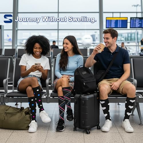 Image of Sooverki Compression Socks for Women and Men Circulation (3 /4 Pairs) is Best Support for Running Athletic Cycling Hiking
