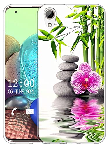 Sunrive Coque Compatible avec HTC Desire 820, Silicone Étui Housse Protecteur Souple Gel Transparent Back Case(X Fleur)+ Stylet OFFERTS