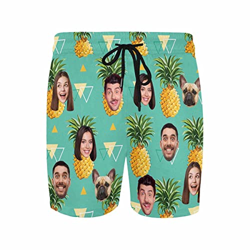 Custom 1-5 Faces Swim Trunks Mens Personalized Photo Beach Shorts Swimwear Swim Shorts Boardshorts Gift for Dad