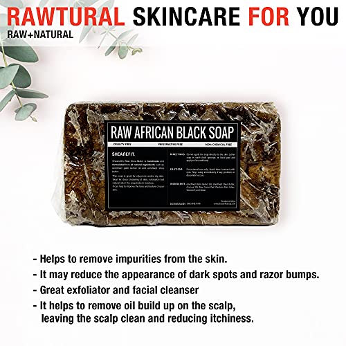 Raw African Black Soap Bar - For All Skin Types - Face, Body, Hair Soap Bulk Bars (3 Pound) - Image 4