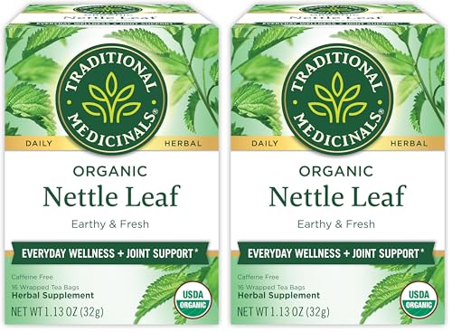 Traditional Medicinals Organic Nettle Leaf Herbal Tea, Supports Joint Health & Overall Wellness, (Pack of 2) - 16 Tea Bags