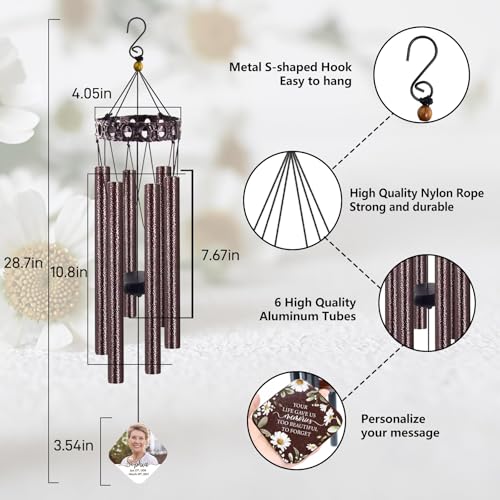 Image of ASTARIN Personalized Memorial Wind Chimes, Customized Wind Chime for Loss of Loved One /Mother /Father, Wind Chimes for Outside Garden Decoration, Sympathy Gifts for Women /Man