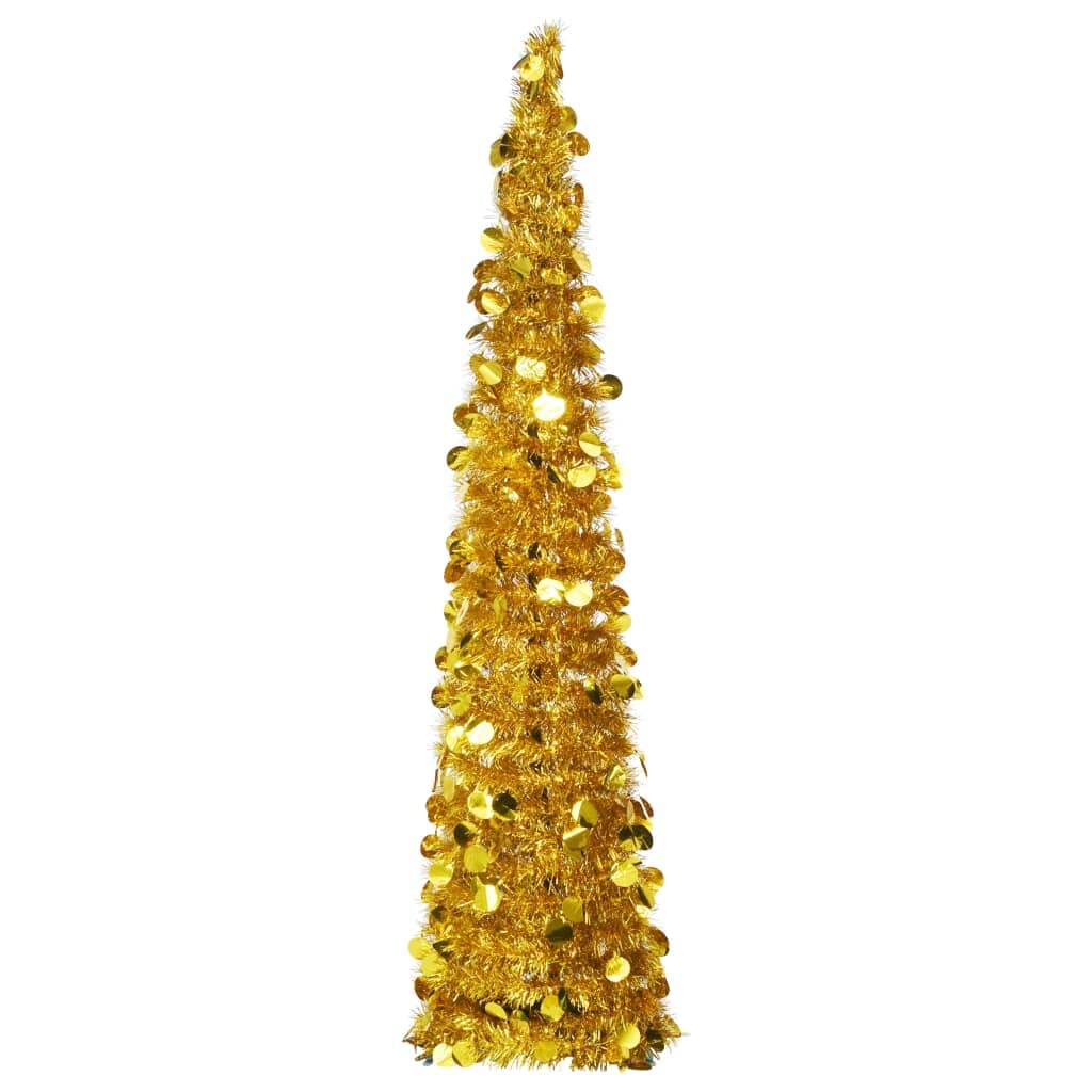 Árbol de Navidad artificial dorado de 150 cm en PET plegable para salón