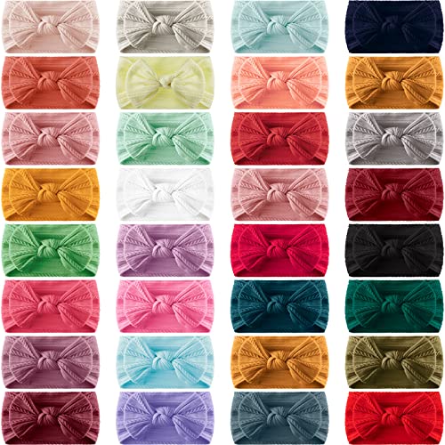 Image of Janinka 32 Pcs Baby Nylon Headbands Hairbands with Bows Elastics Handmade Hair Accessories Stretchy Headband Jacquard Design for Newborn Infant Baby Toddlers Kids(Classic)