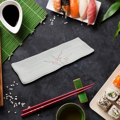 Plato cerámico japonés rectangular para sushi miniatura 4