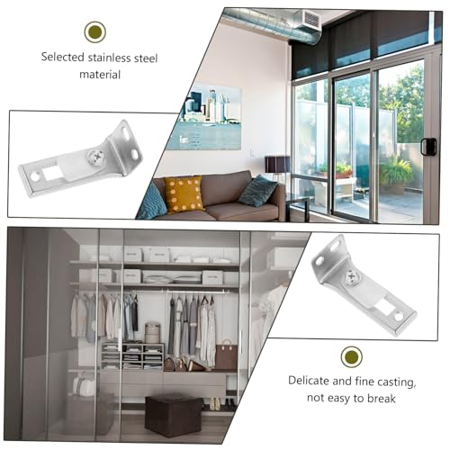 2 sets de herrajes de acero inoxidable para puerta plegable con riel y guía para puerta de clóset, instalación fácil miniatura 4