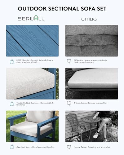 Image of SERWALL HDPE Outdoor Patio Furniture Set | with Coffee Table & Side Table