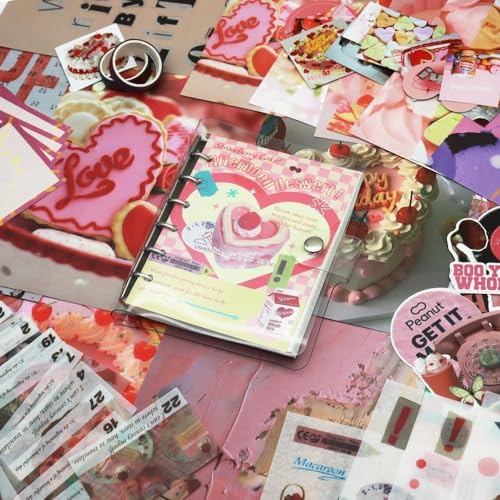 Image of ATIRAMANIYA Vintage Aesthetic Scrapbook Kit(346Pcs) Scrapbooking Supplies Kit with Bullet Junk Journal,Stationery,A6 Grid Notebook Journaling Gift for Girl (Dessert Scrapbook)