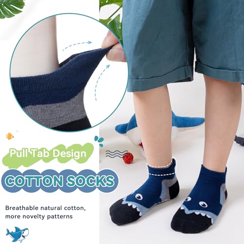 Image of Eyean Kids Ankle Cotton Socks Cute Animal Pattern Soft Non Slip Boys Girls No Show Socks 6 Pairs