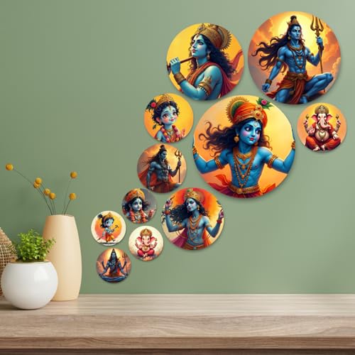 Image of RADIQORE Set of 11 Designer MDF Wooden Wall Hanging for Home Decoration | Office | Gift | Wall Decor Hanging Items | Wall Art | Living Room | Bedroom (Relegious)