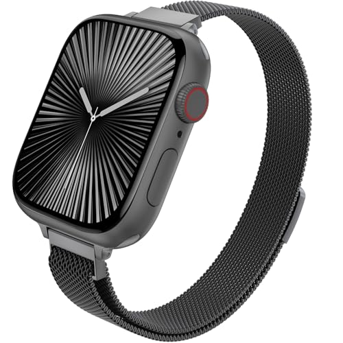MARGE PLUS Slim Milanese Loop Compatible with Apple Watch Band for women 41mm 40mm 38mm 42mm 46mm 45mm 44mm, Stainless Steel Magnetic Mesh Strap work on iWatch Series 11 10 9 8 7 6 5 4 3 & SE 3 2 1