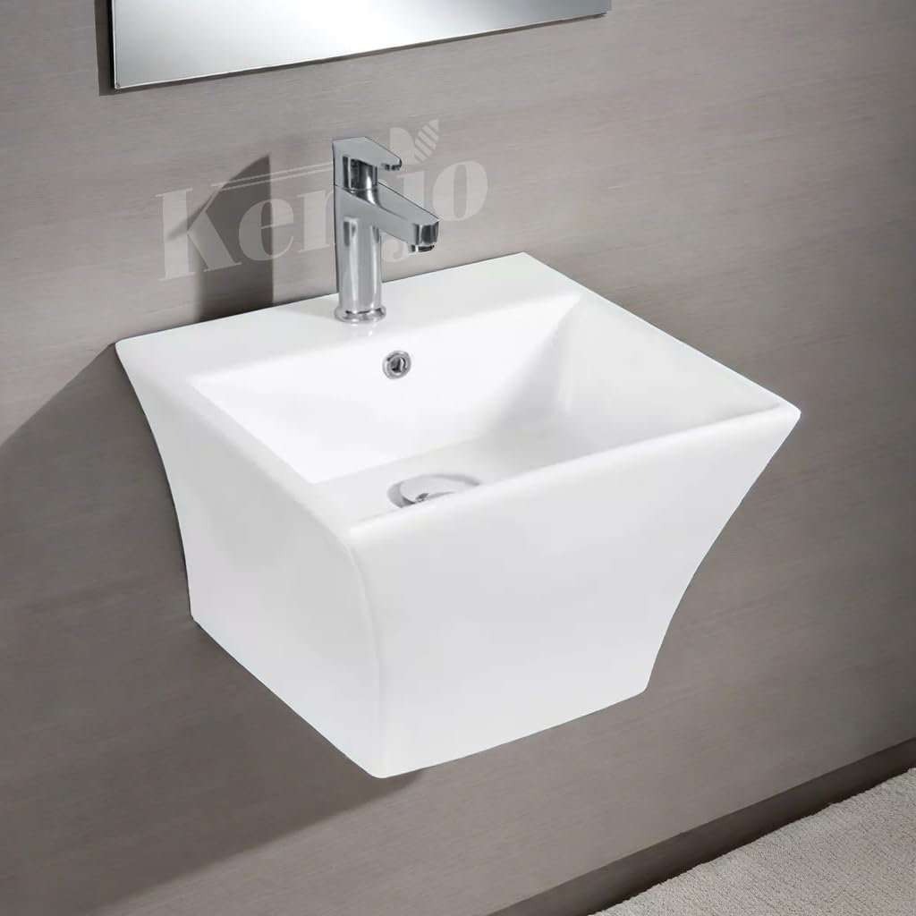 Kemjo Wall Mounted Wash Basin for Bathroom | Wall Hung Wash Basin/Sink (15.74 x 15.15 x 11.02 Inch, Proton) (B09LVD3C23) Amazon Price History, Amazon Price Tracker