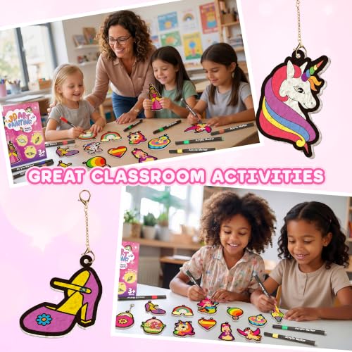 ZIZZ 3D Puffy Craft Art for Kids: Princess Unicorn Magic Foam Texture Painting Kit for 4 5 6 7 8 9 Year Old Girls Birthday Gift - Mess-Free Water Puffy Paint Set DIY Color Paint by Number Craft - Image 6