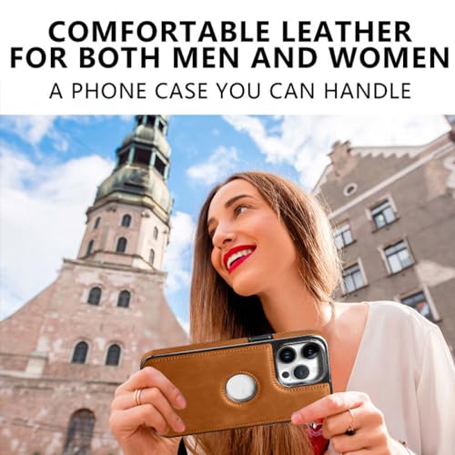 Coque de téléphone magnétique en cuir premium pour iPhone 15 Pro Max marron