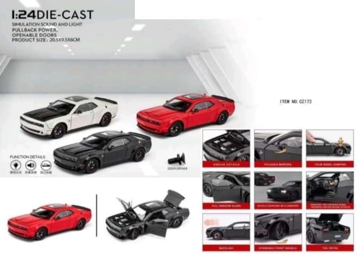 Toycills Doge Chalenger SRT Hellcat 1:24 Diecast Car – Metal Model