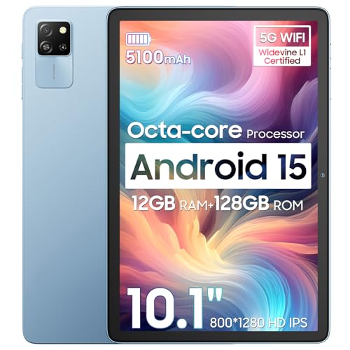 Blackview 10 inch Android Tablet, 2025 Android 14 Tablet with 12(4+8) GB+128GB 2TB Expand, Dual Speakers and Camera, BT5.3, WiFi 6