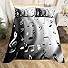 Homewish Musical Note Duvet Cover for Boys,Girls Black White Comforter Cover Full Size,Piano Bedding Set Kids Teen Room Decor Bed Cover,Music Theme Bedclothes with Zipper
