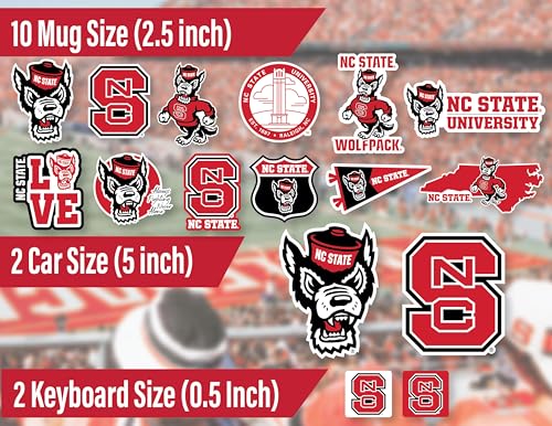 Image of NC State Wolfpack Stickers & Decals for Car, Laptop & Phone 14 Pc Gift Set