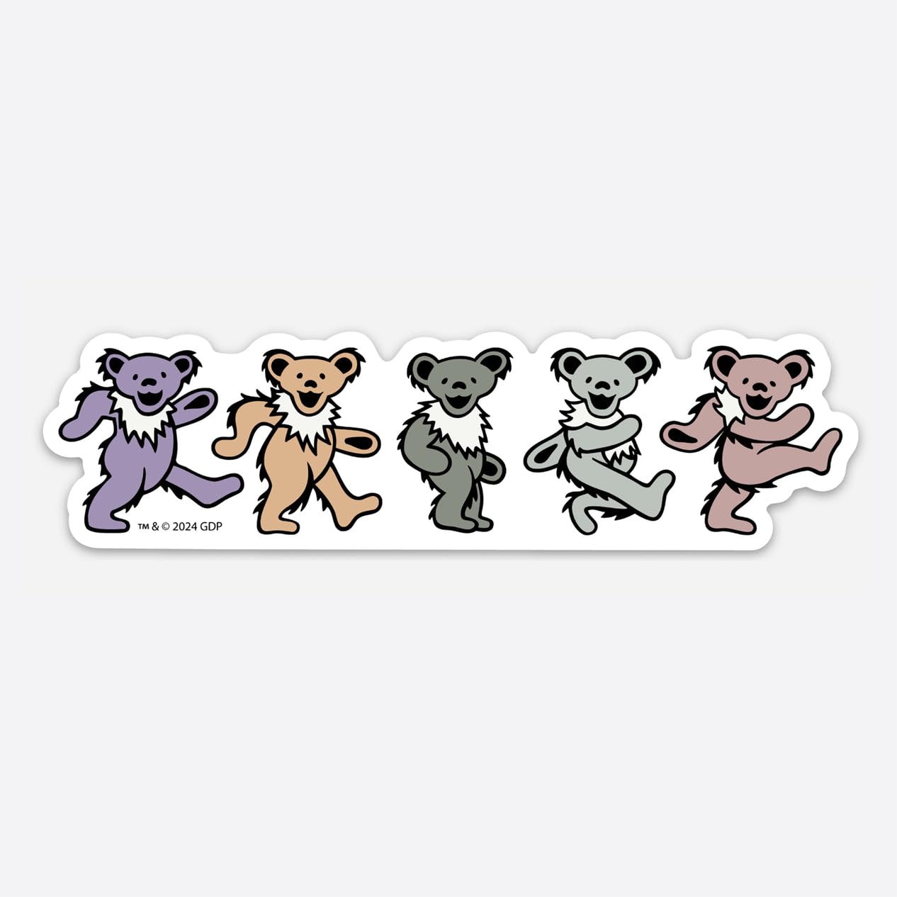 Little Hippie Pastel Bears Sticker, Vinyl, Bohemian Style, for Wall, Outdoor Use, Single Use, Rectangular, Glossy Finish, Bear Theme, Water Resistant,