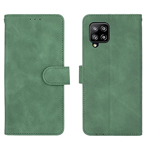 Étui portefeuille Samsung A42 5G en cuir PU vert avec porte-carte