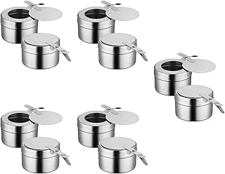 DOITOOL 10 Pack Chafing Fuel Holder - Stainless Steel Fuel Holders with Safety Cover - Buffet Warmer Canned Heat Box for Buffet Barbecue Party Supplies