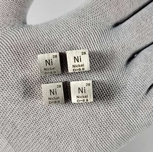Image of 0.39 inch 10mm Nickel Metal Cube Ni up to 99.9% Pure Periodic Table Element Engraved Density Collection Science Education Display Block Cube + Acrylic Case Box - 1PC