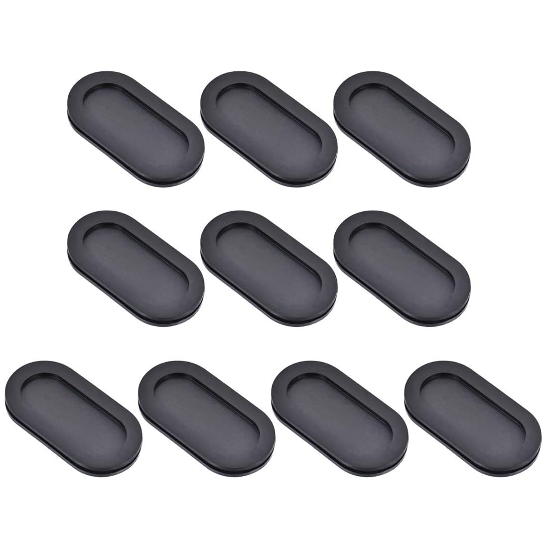 TOP-VIGOR 10Pcs Oval Rubber Grommets 25 x 55mm Double Sided Closed Hole Plugs Electrical Wire Gaskets for Cable and Wire Protection