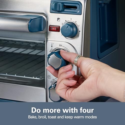 Image of Hamilton Beach 2-in-1 Countertop Toaster Oven and Long Slot 2 Slice Toaster | Bake, Broil Toast | 2 Rack Positions | 60 Minute Timer | Automatic Shut Off | Shade Selector | Kitchen Makeover Blue | 31158J