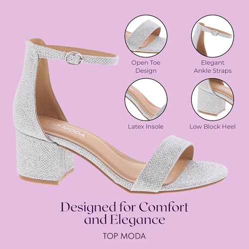 Image of TOP Moda Darcie-1 Ankle Strap Dressy High Heel Sandal, Non-slip Sole, For Wedding, Party, Prom, Evening Wear, or Any Occasion, Sleek Style Block Heel Sandals