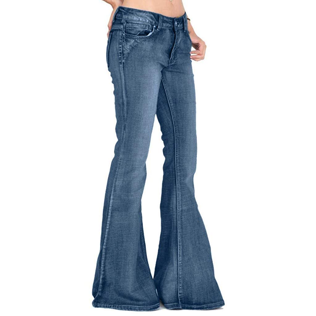 Buyaole Pantalones Mujer Vaqueros,Pantalones Vaqueros Acampanados con Botones Acampanados para Mujer Pantalones Acampanados con Botones De Campana