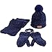 N\A KY-BORED - Juego de 3 bufandas de invierno para niños y niñas, gorro y guantes, bufanda de punto, bufanda de invierno cálido, conjunto de 6 meses a 6 años