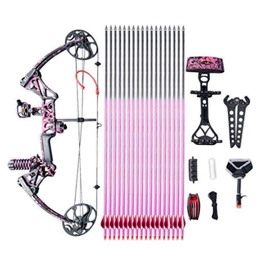 Compound Bow Ship from USA Warehouse,Topoint Archery for Women, Package M1,19”-30” Draw Length,10-50Lbs Draw Weight,Hunting Bow for Girls,Muddygirl Color (Muddygirl)