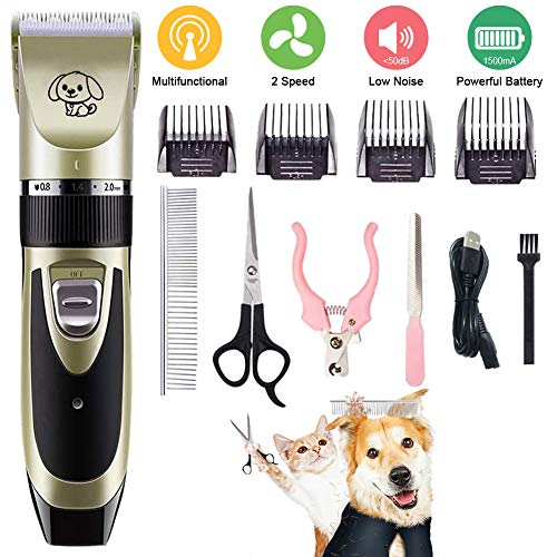 Autmor Tondeuse pour Chien, Tondeuse À Cheveux Électrique pour Animaux De Compagnie, Outil De Toilettage Silencieux pour Animaux De Compagnie, Kit De Toilettage sans Fil pour Chien, Chat